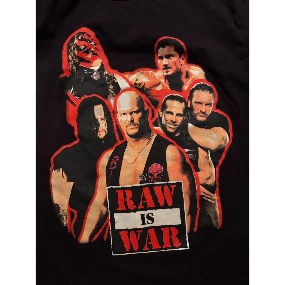 WWE Raw Is War Tee Mens Large Stone Cold Undertaker Kane Batista Triple H Black - Picture 2 of 5
